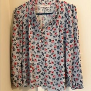 LOFT Floral Blouse - Blue and Pink